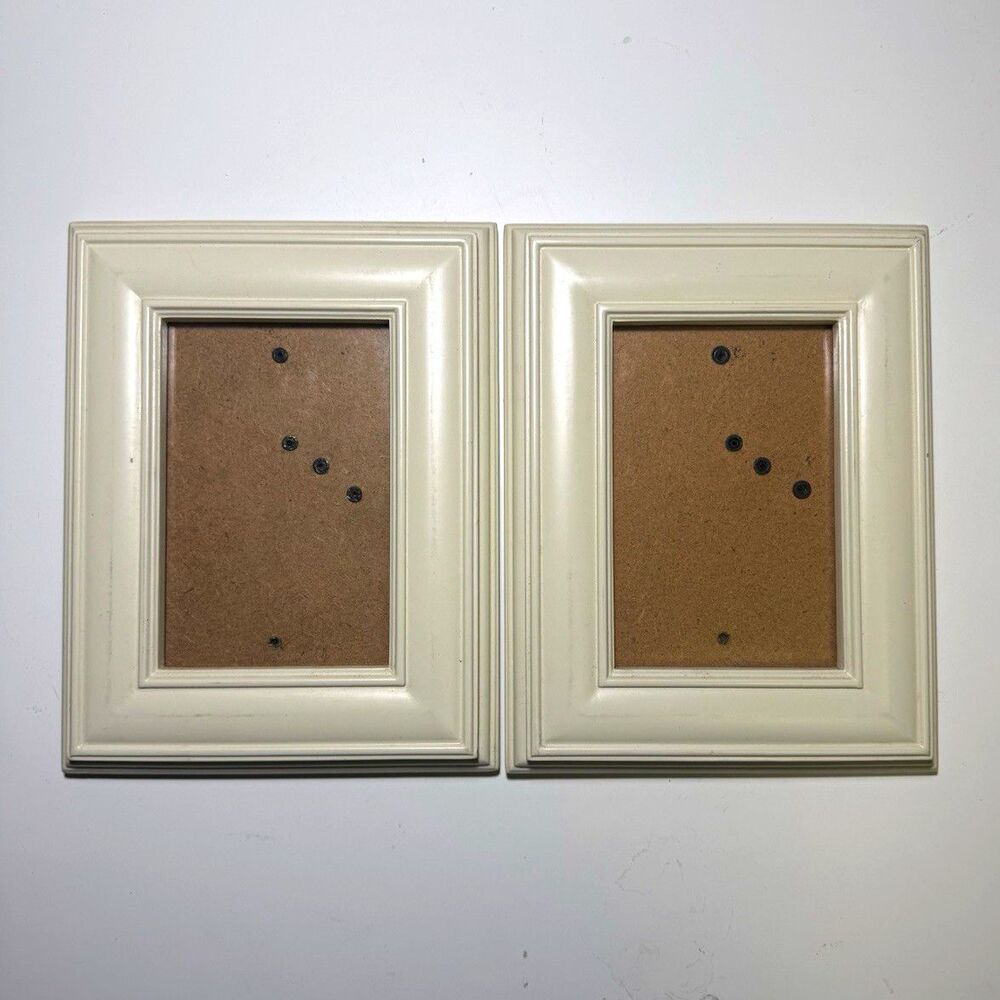 Burnes White Wood Photo Frame 6x8, Fits 3x5, Wall Mountable, Tabletop set of 2